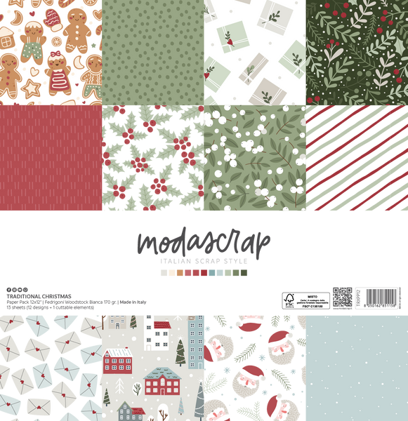 MODASCRAP - PAPER PACK TRADITIONAL CHRISTMAS 12x12